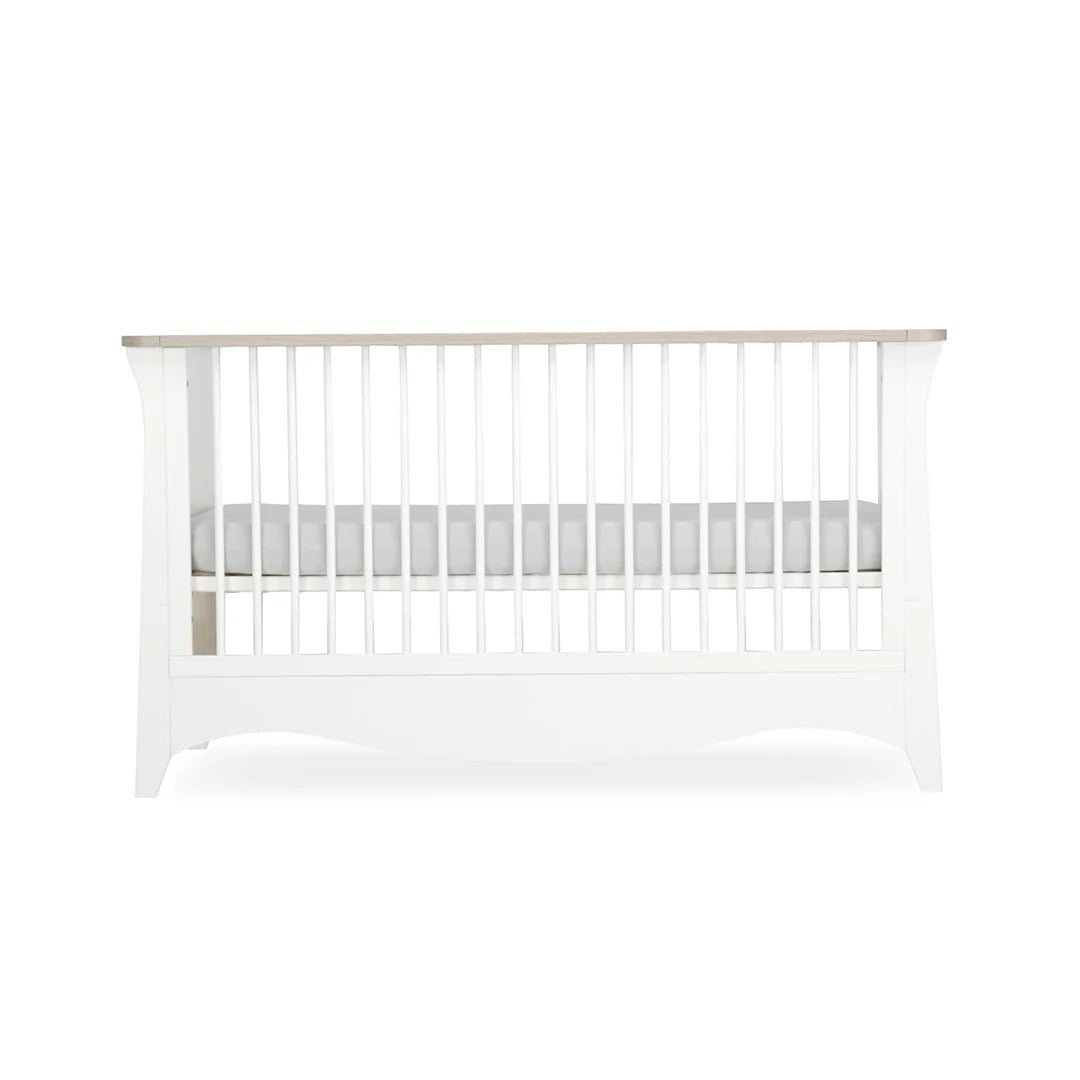 CuddleCo Clara 2 Piece Nursery Furniture Set (Cot Bed & Dresser) - White & Ash - Pramsy