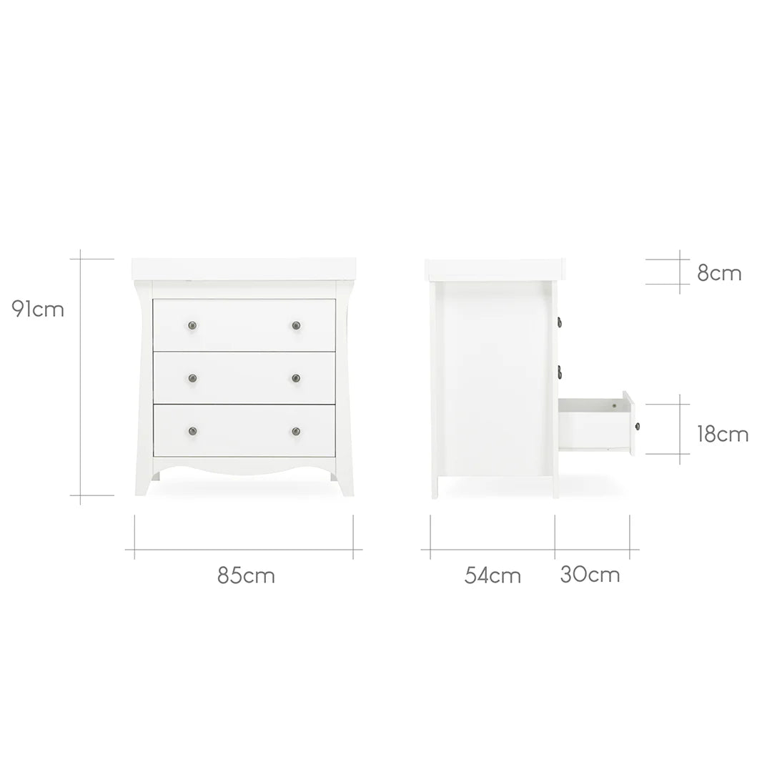 CuddleCo Clara 3 Piece Nursery Furniture Set - White - Pramsy