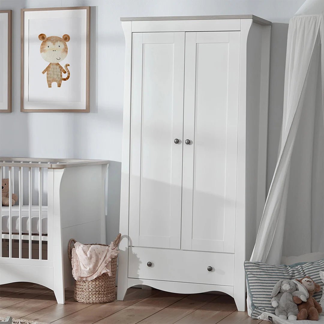 CuddleCo Clara 3 Piece Nursery Furniture Set - White & Ash - Pramsy