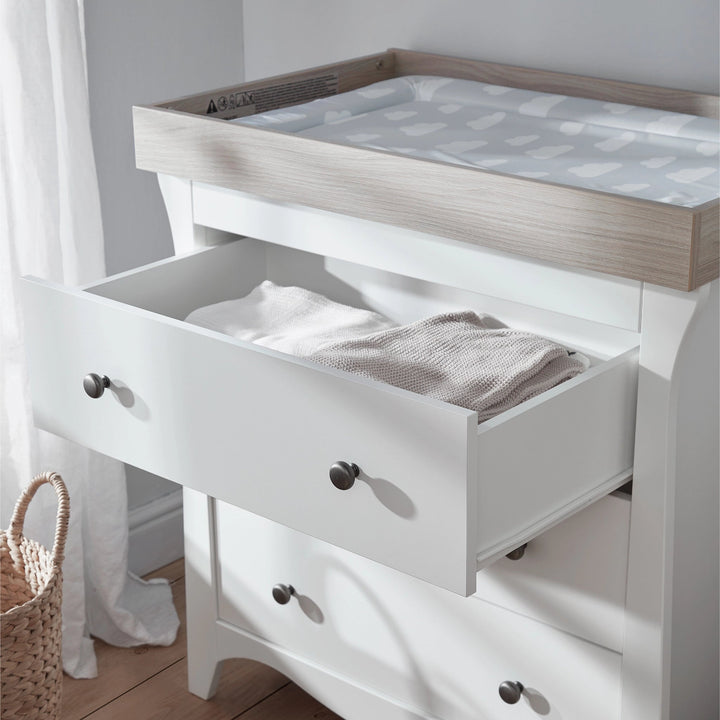 CuddleCo Clara Dresser Changer - White & Ash - Pramsy