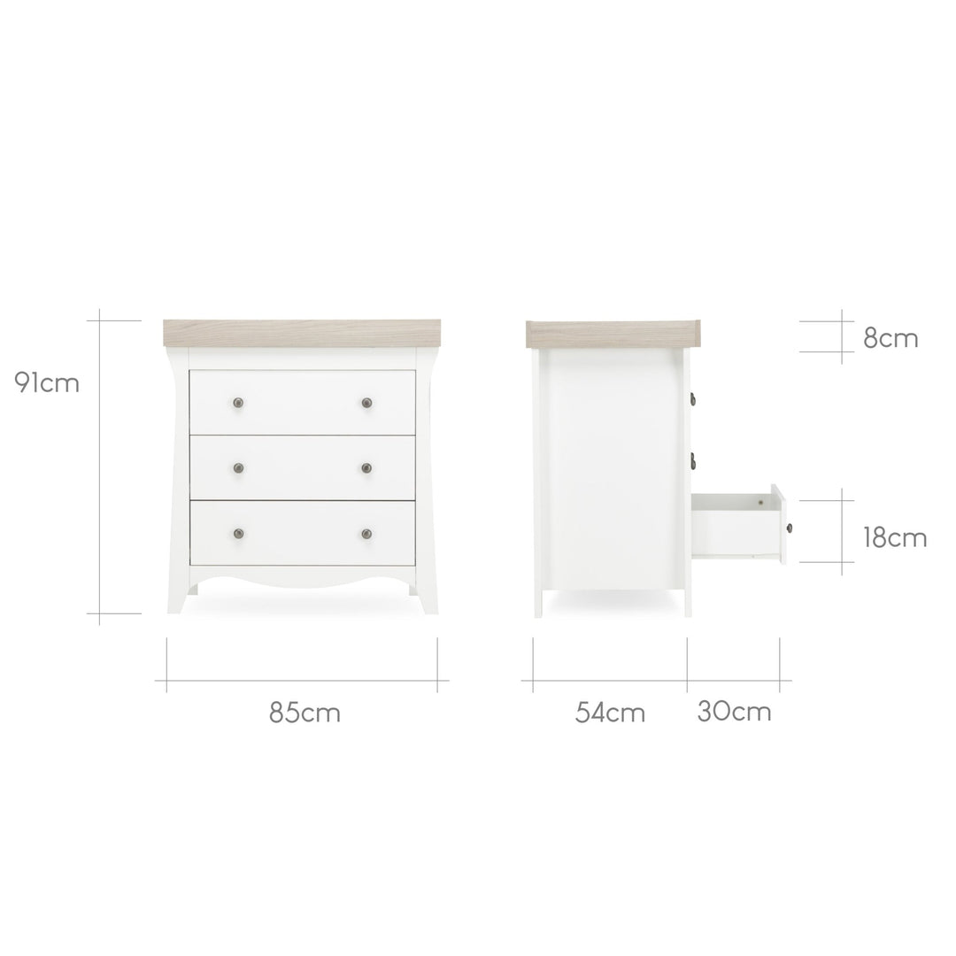 CuddleCo Clara Dresser Changer - White & Ash - Pramsy