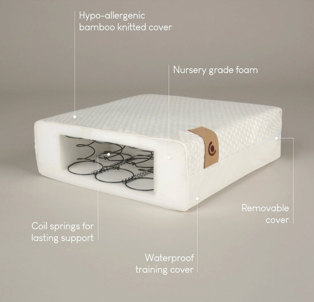 CuddleCo Harmony Hypo - Allergenic Bamboo Sprung Cot Bed Mattress 140 x 70cm - Pramsy