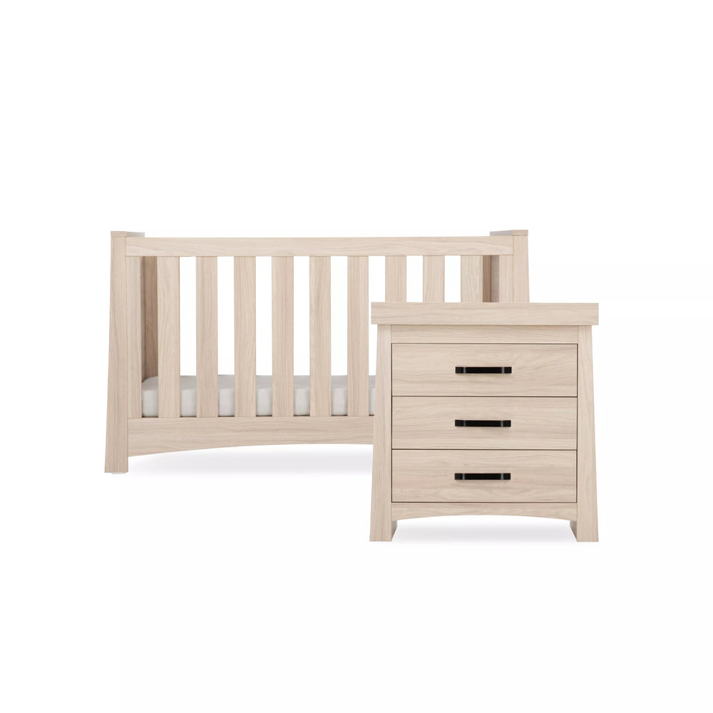 CuddleCo Isla 2 Piece Nursery Furniture Set (Cot Bed & Dresser) - Ash - Pramsy