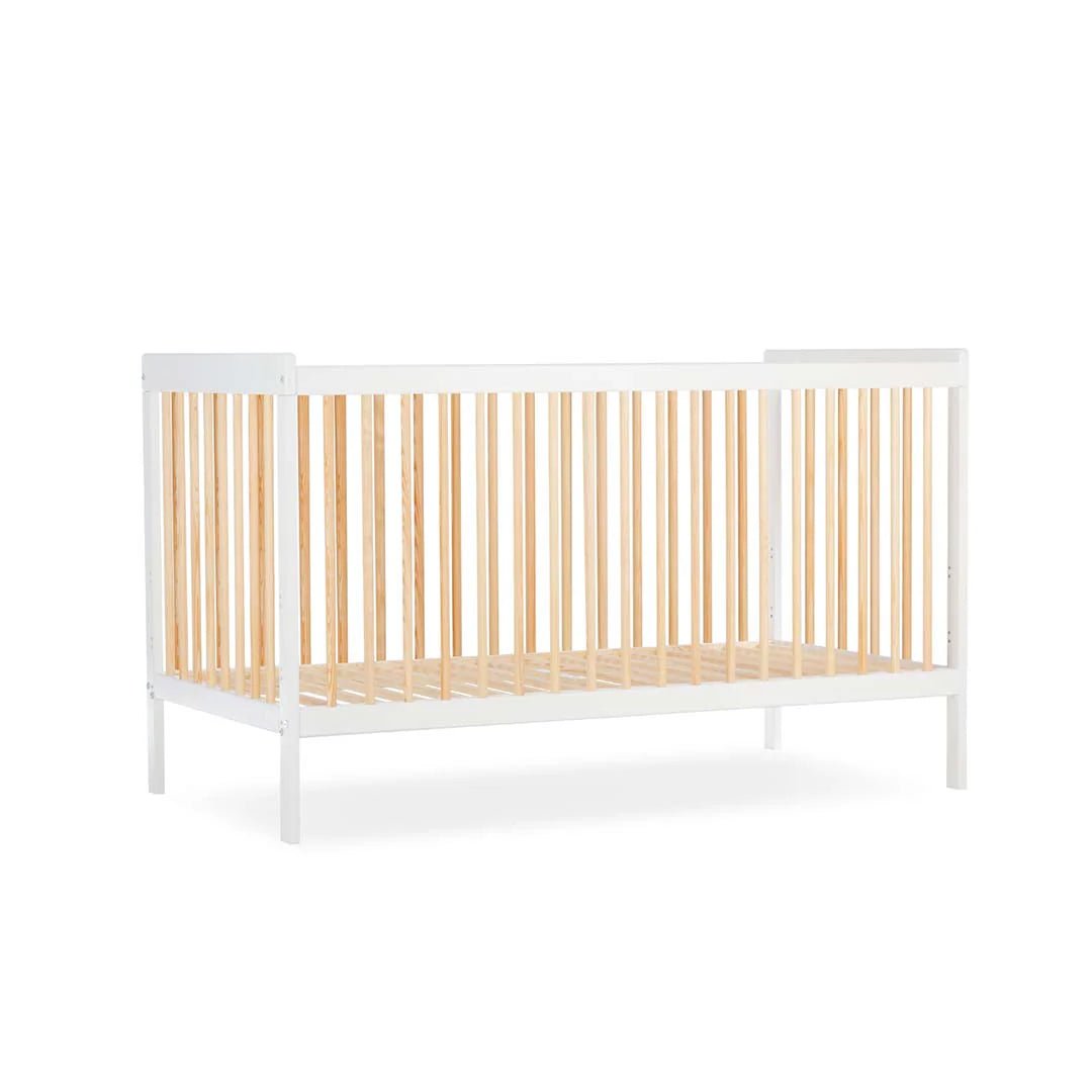 CuddleCo Nola 3 Piece Set (Changer, Clothes Rail & Cot Bed) - White/Natural - Pramsy