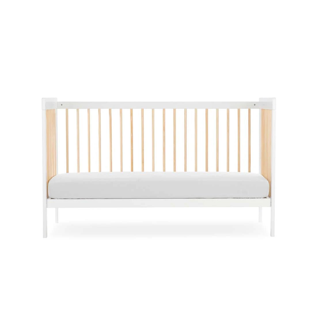 CuddleCo Nola 3 Piece Set (Changer, Clothes Rail & Cot Bed) - White/Natural - Pramsy