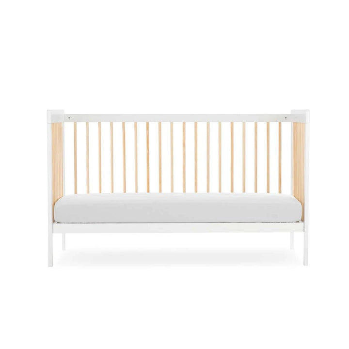 CuddleCo Nola 3 Piece Set (Changer, Clothes Rail & Cot Bed) - White/Natural - Pramsy