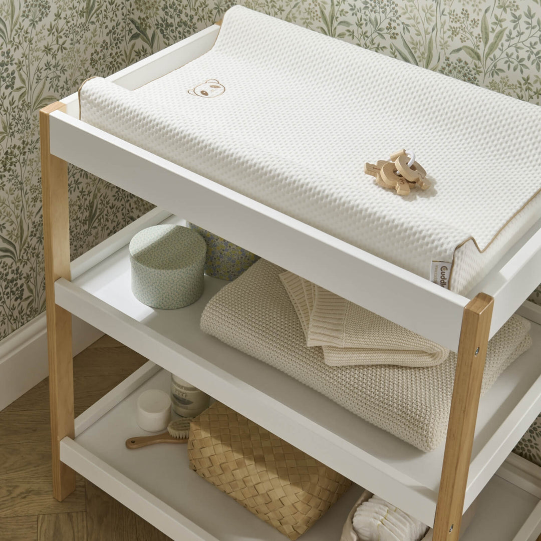 CuddleCo Nola Changing Table - White & Natural - Pramsy