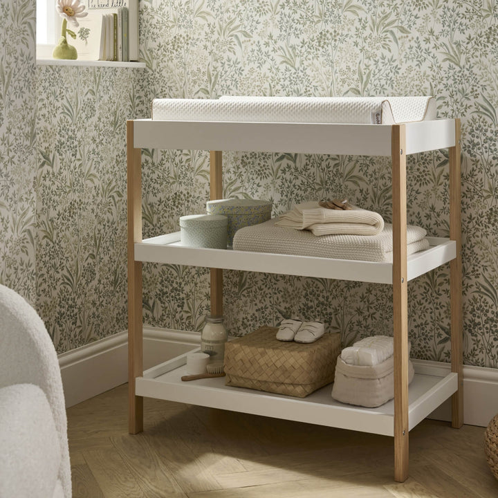 CuddleCo Nola Changing Table - White & Natural - Pramsy