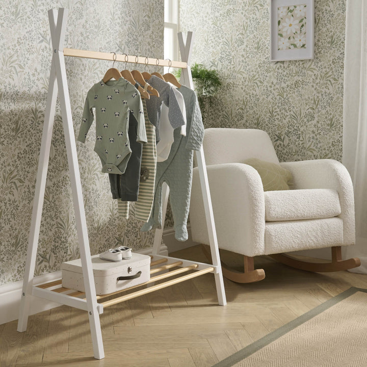 CuddleCo Nola Clothes Rail - White & Natural - Pramsy