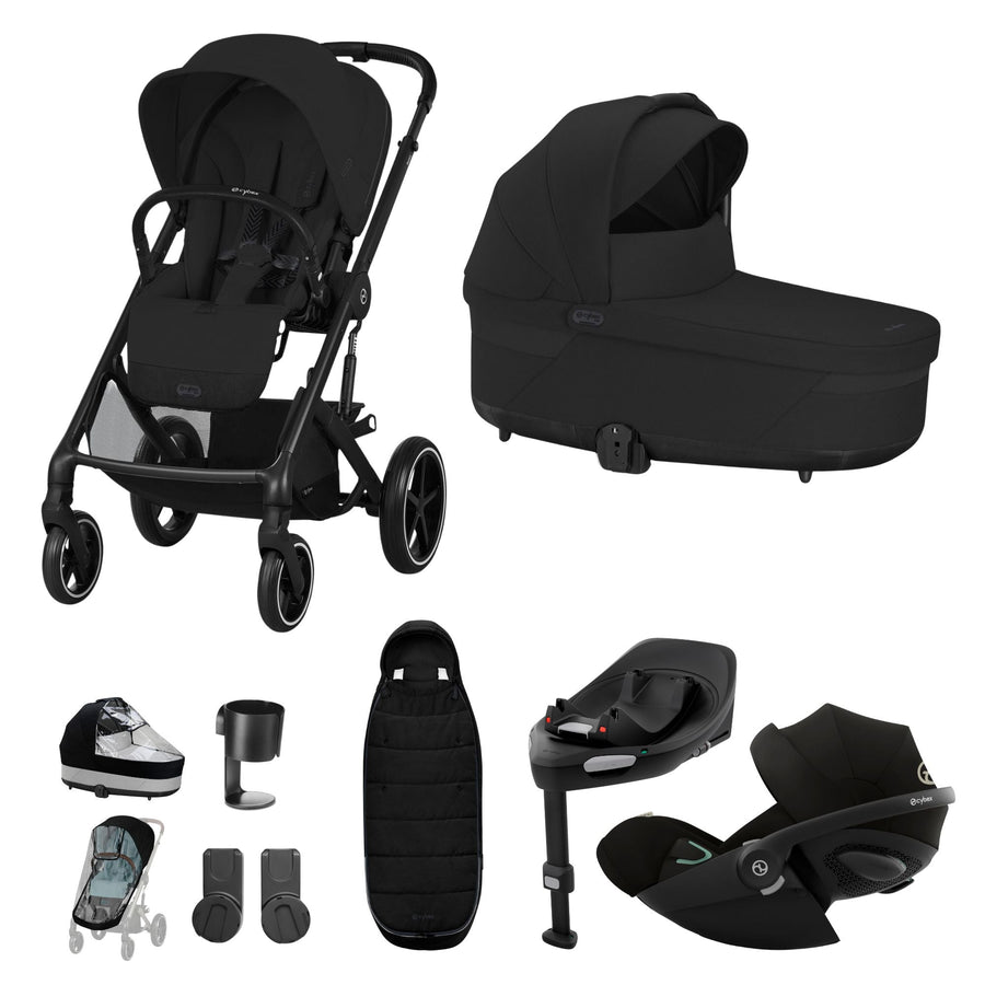 CYBEX Balios S Lux + Cloud G i - Size Car Seat Premium Bundle - Moon Black - Pramsy