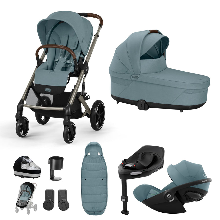 CYBEX Balios S Lux + Cloud G i - Size Car Seat Premium Bundle - Stormy Blue - Pramsy