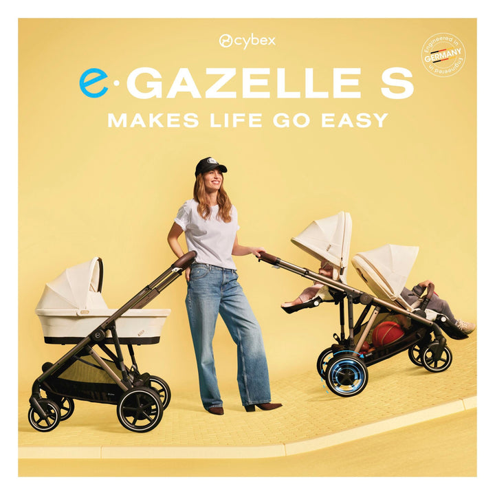 CYBEX e - Gazelle S + Cloud G i - Size Car Seat Premium Bundle - Almond Beige - Pramsy