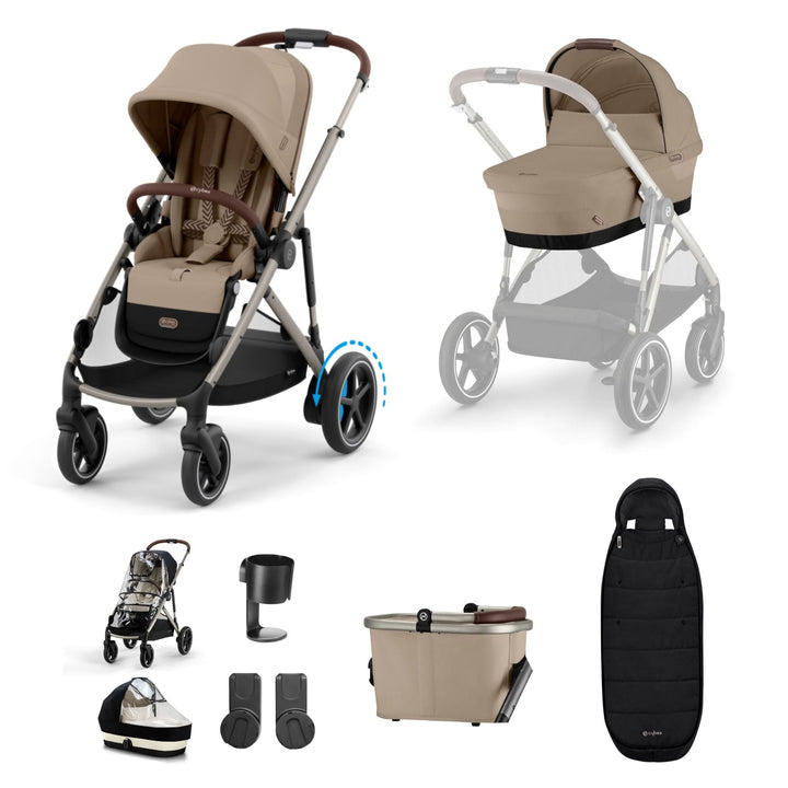 CYBEX e - Gazelle S Pushchair Essential Bundle - Almond Beige - Pramsy