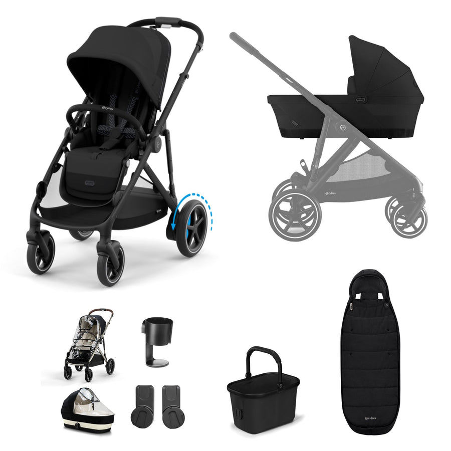 CYBEX e - Gazelle S Pushchair Essential Bundle - Moon Black - Pramsy