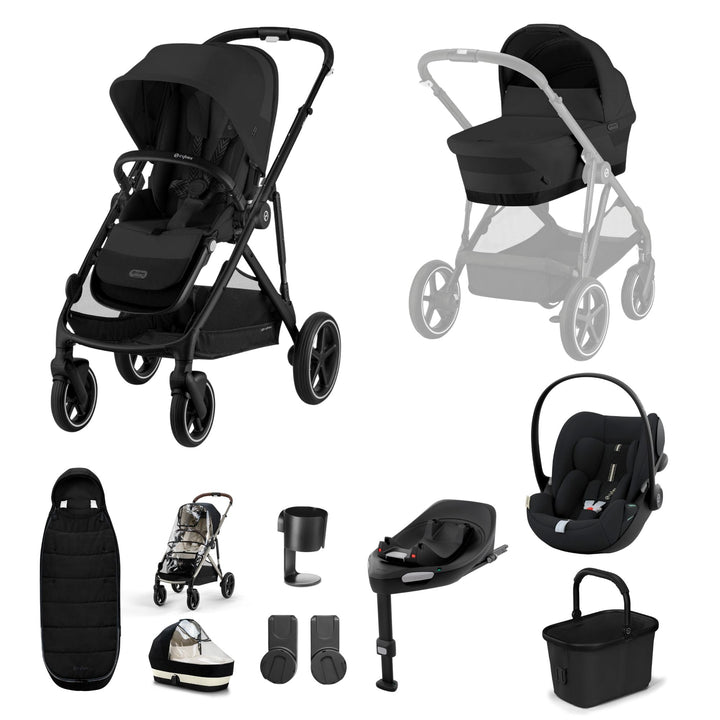 CYBEX Gazelle S + Cloud G i - Size Car Seat Premium Bundle - Moon Black - Pramsy