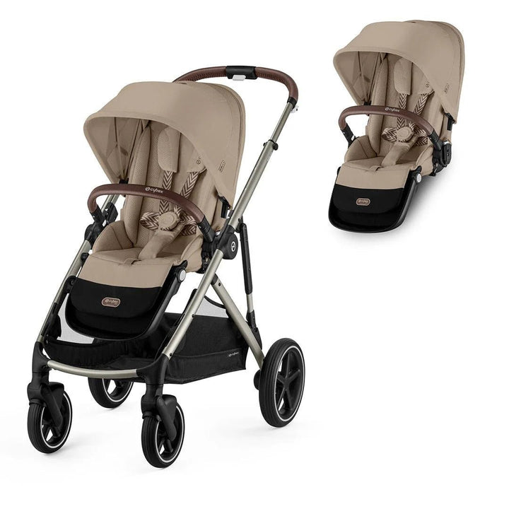 CYBEX Gazelle S Double Pushchair - Almond Beige - Pramsy