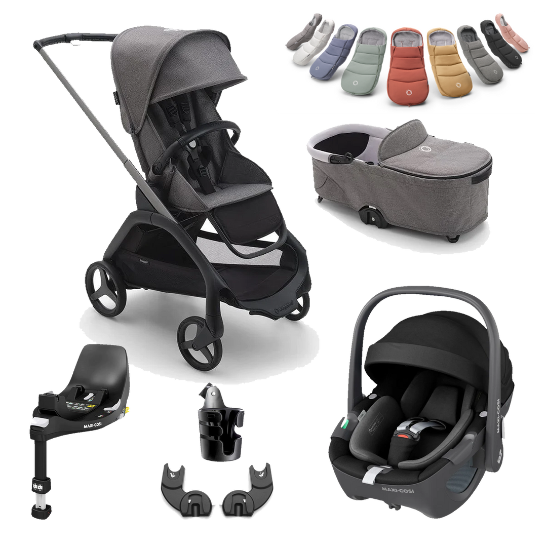 Bugaboo Dragonfly With Carrycot + Maxi-Cosi Pebble 360 Deluxe Bundle - Grey Melange