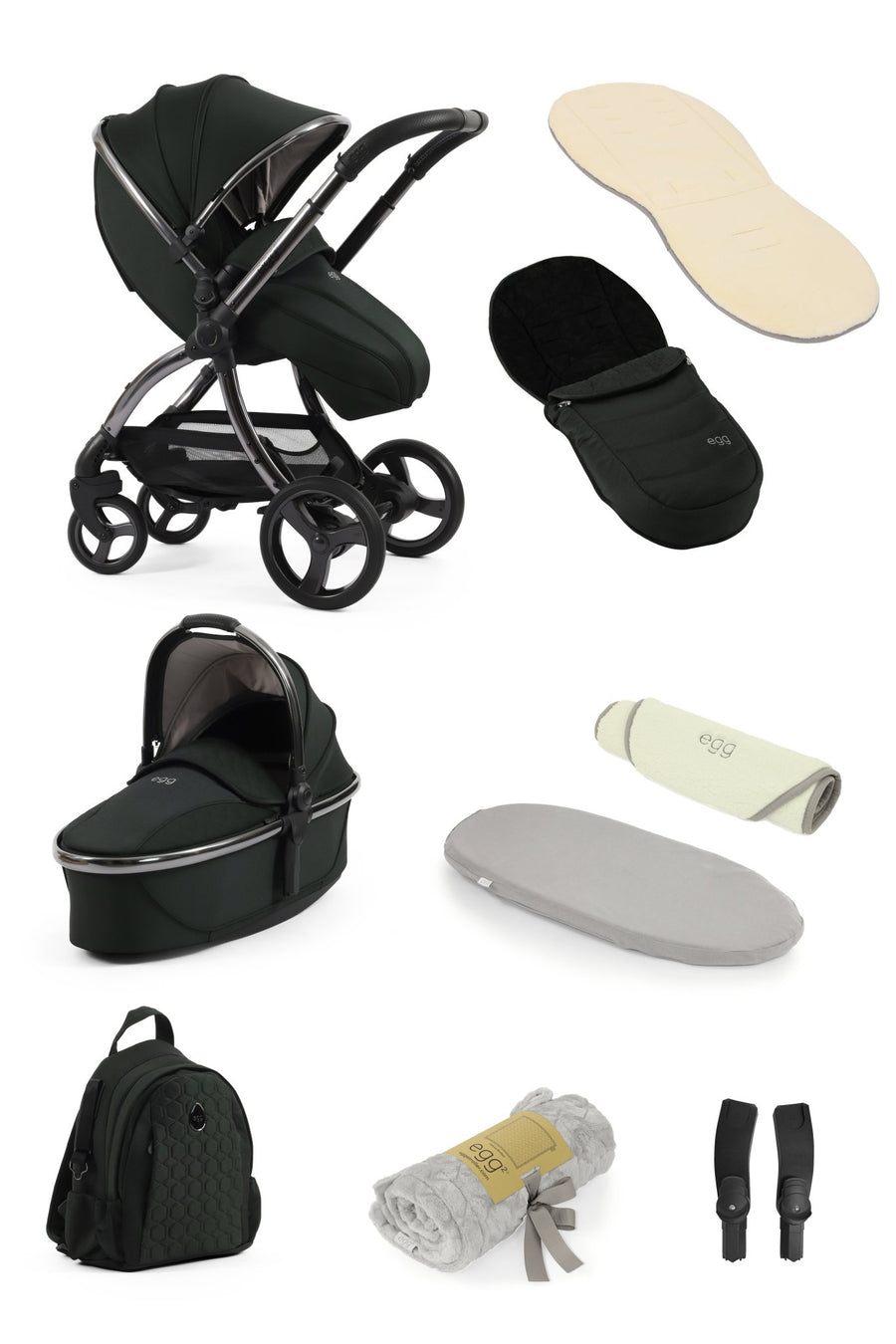 Egg3 Stroller & Carrycot Snuggle Bundle - Black Olive - Pramsy