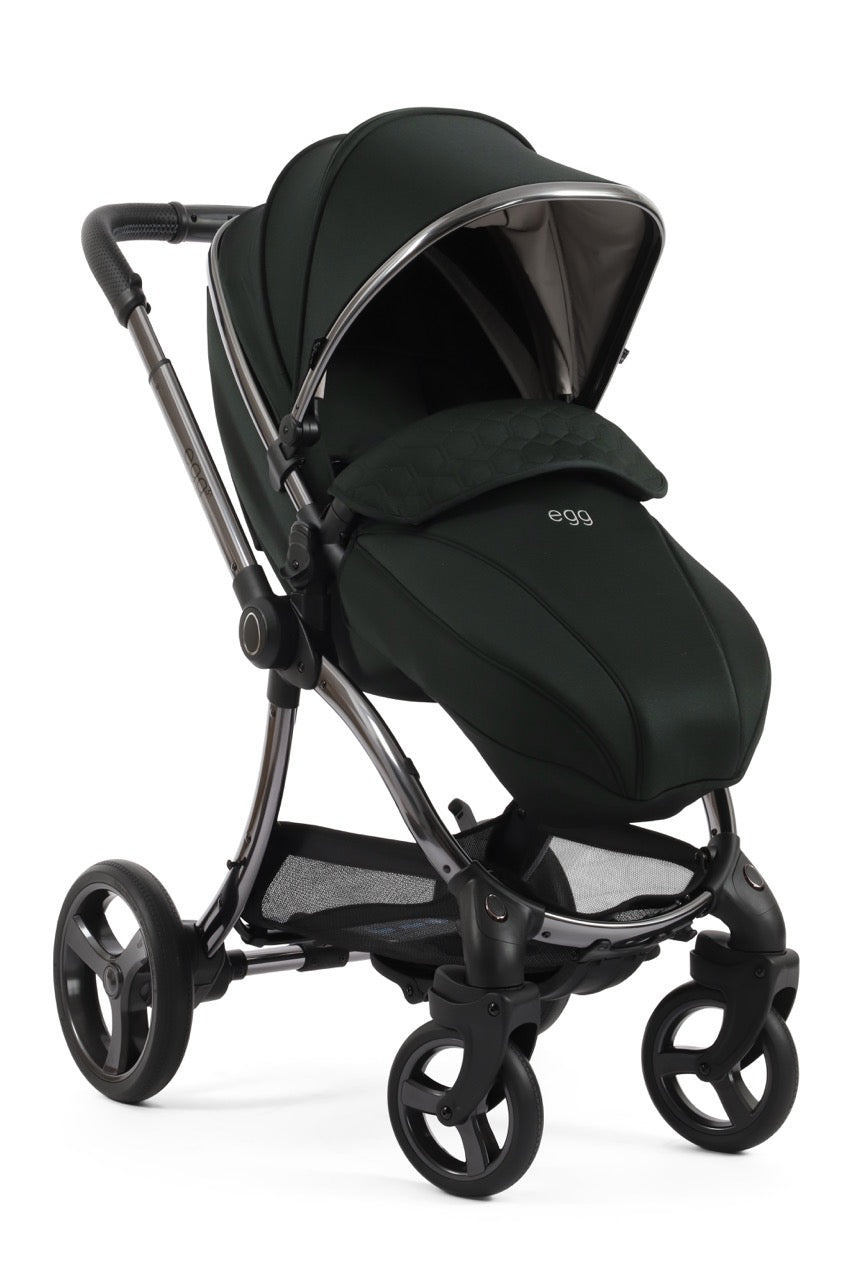 Egg3 Stroller & Carrycot with Egg Shell Car Seat and Base Luxury Bundle - Black Olive - Pramsy