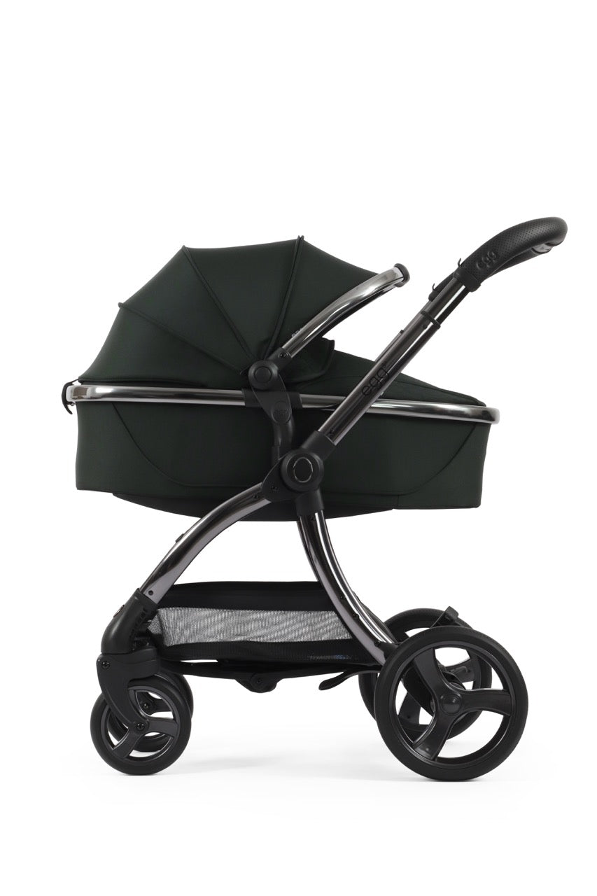 Egg3 Stroller & Carrycot with Egg Shell Car Seat and Base Luxury Bundle - Black Olive - Pramsy