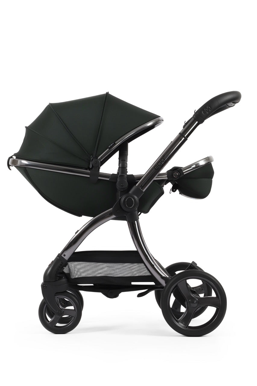 Egg3 Stroller & Carrycot with Egg Shell Car Seat and Base Luxury Bundle - Black Olive - Pramsy