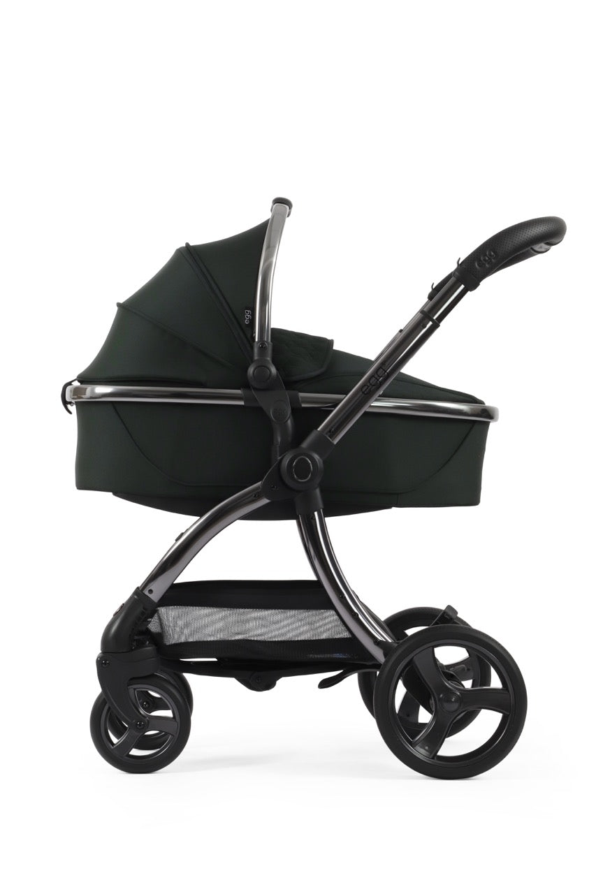 Egg3 Stroller & Carrycot with Egg Shell Car Seat and Base Luxury Bundle - Black Olive - Pramsy