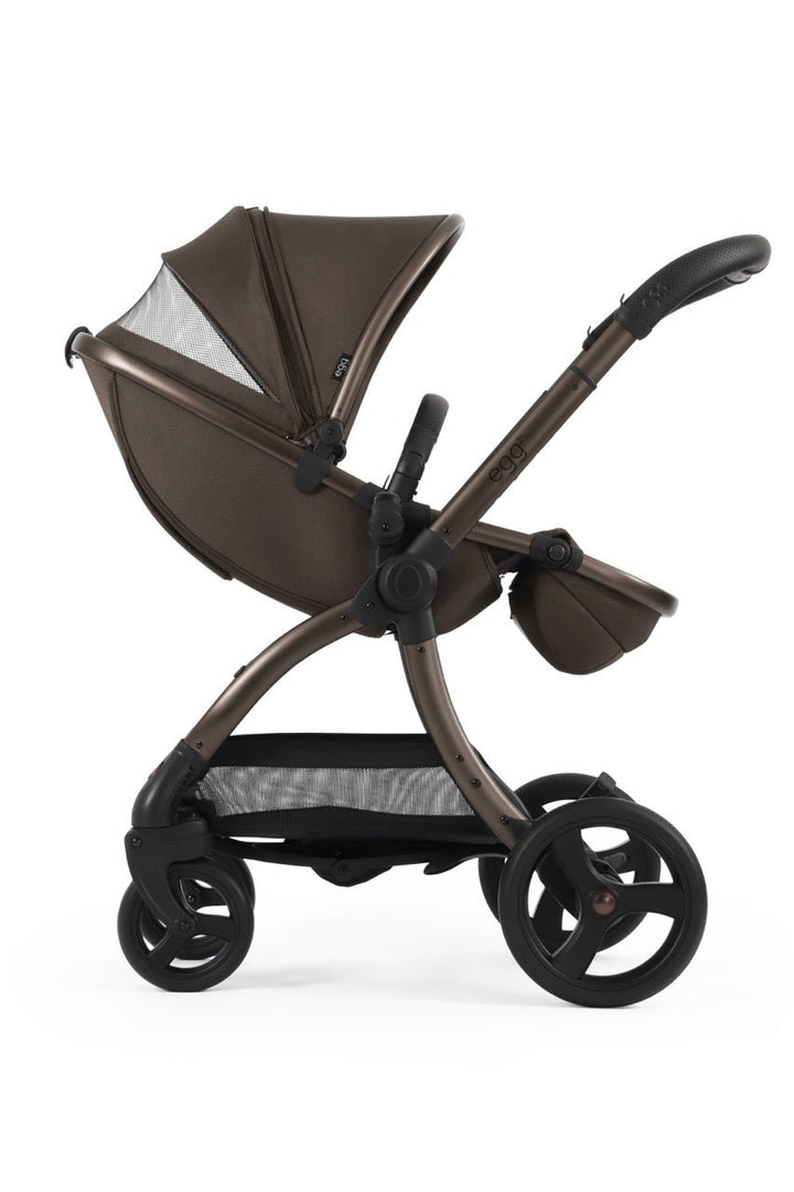 Egg3 Stroller & Carrycot with Egg Shell Car Seat and Base Luxury Bundle - Chocolate Velvet - New 2025 - Pramsy