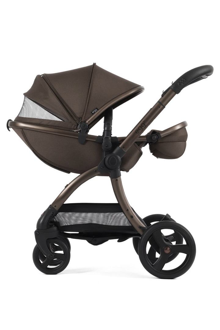 Egg3 Stroller & Carrycot with Egg Shell Car Seat and Base Luxury Bundle - Chocolate Velvet - New 2025 - Pramsy