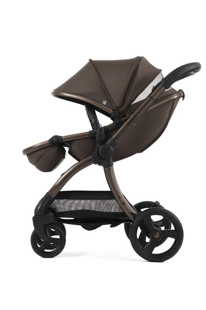 Egg3 Stroller & Carrycot with Egg Shell Car Seat and Base Luxury Bundle - Chocolate Velvet - New 2025 - Pramsy