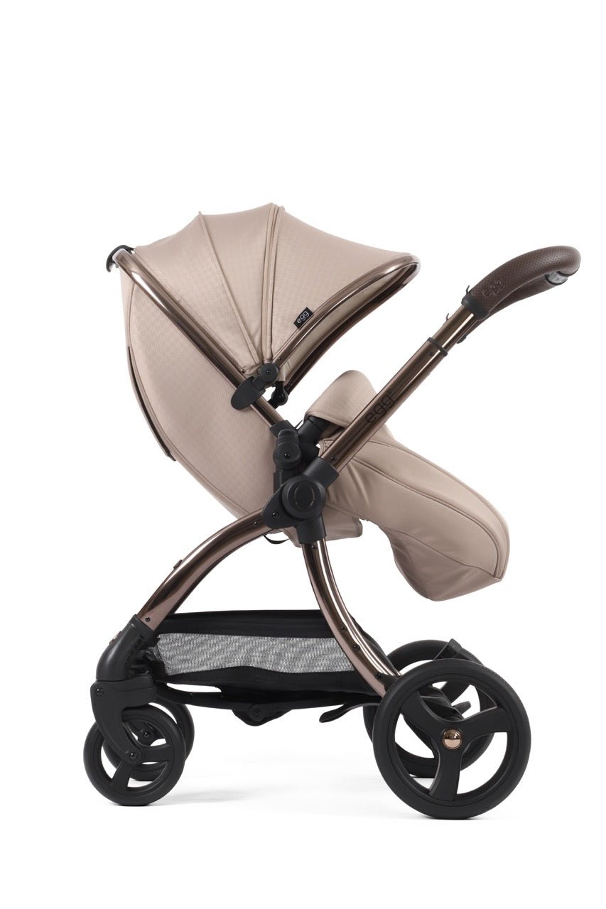 Egg3 Stroller & Carrycot with Egg Shell Car Seat and Base Luxury Bundle - Limited Edition Houndstooth Almond - Pramsy