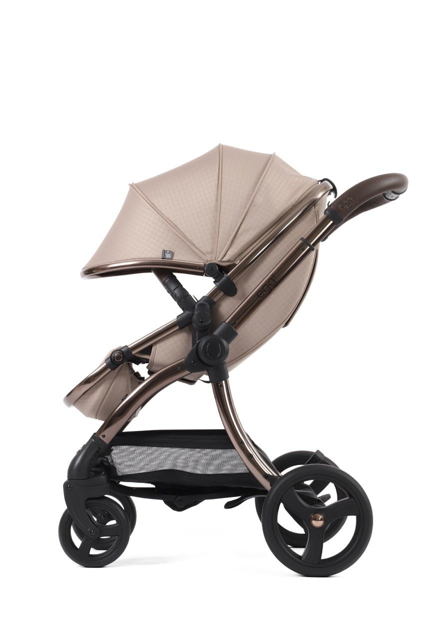 Egg3 Stroller & Carrycot with Egg Shell Car Seat and Base Luxury Bundle - Limited Edition Houndstooth Almond - Pramsy