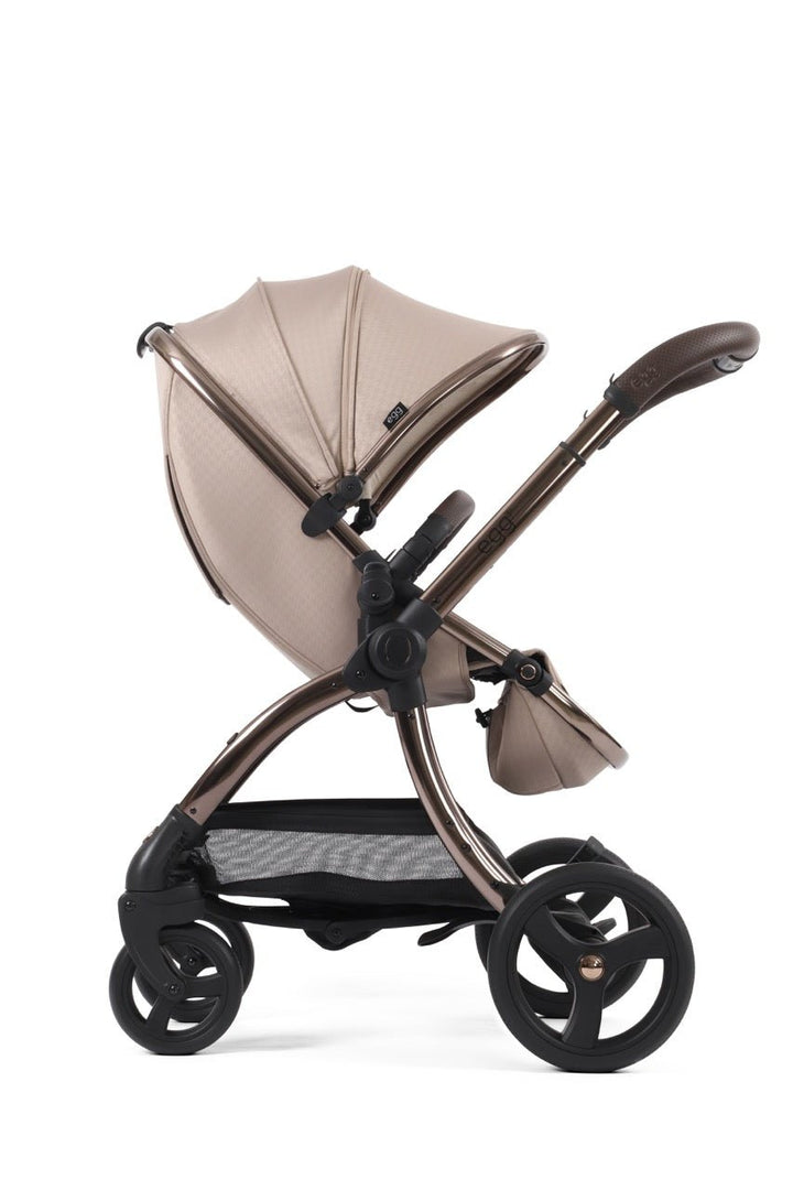 Egg3 Stroller & Carrycot with Egg Shell Car Seat and Base Luxury Bundle - Limited Edition Houndstooth Almond - Pramsy