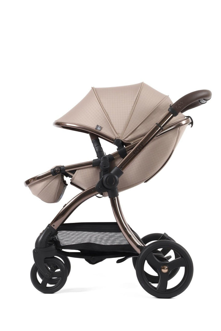 Egg3 Stroller & Carrycot with Egg Shell Car Seat and Base Luxury Bundle - Limited Edition Houndstooth Almond - Pramsy