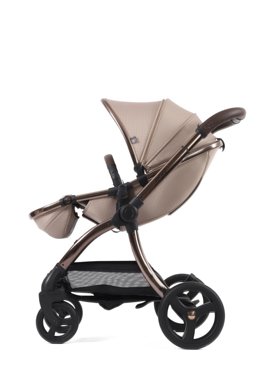 Egg3 Stroller & Carrycot with Egg Shell Car Seat and Base Luxury Bundle - Limited Edition Houndstooth Almond - Pramsy