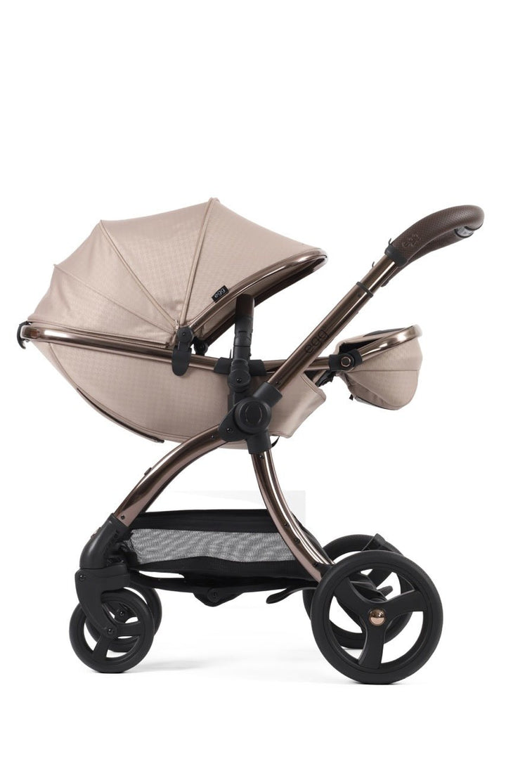 Egg3 Stroller & Carrycot with Egg Shell Car Seat and Base Luxury Bundle - Limited Edition Houndstooth Almond - Pramsy