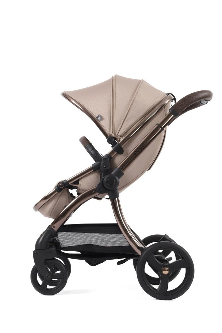 Egg3 Stroller & Carrycot with Egg Shell Car Seat and Base Luxury Bundle - Limited Edition Houndstooth Almond - Pramsy