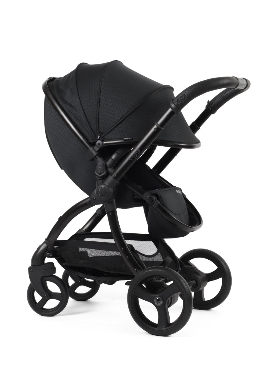 Egg3 Stroller & Carrycot with Egg Shell Car Seat and Base Luxury Bundle - Limited Edition Houndstooth Black - Pramsy