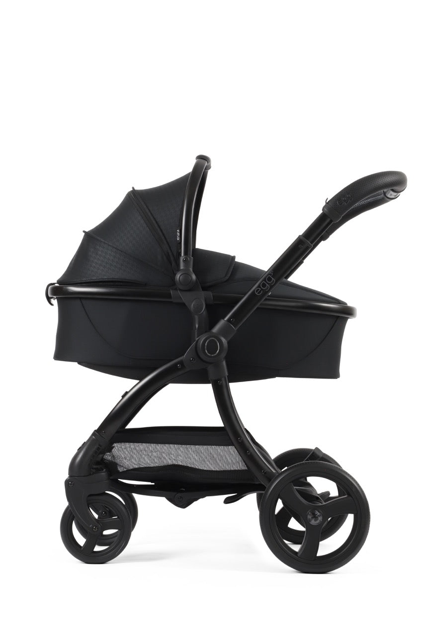 Egg3 Stroller & Carrycot with Egg Shell Car Seat and Base Luxury Bundle - Limited Edition Houndstooth Black - Pramsy