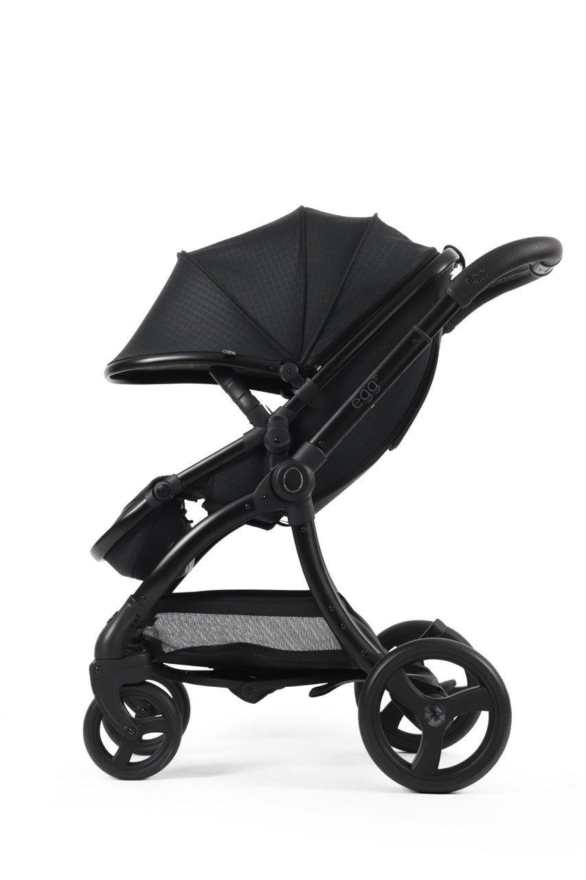 Egg3 Stroller & Carrycot with Egg Shell Car Seat and Base Luxury Bundle - Limited Edition Houndstooth Black - Pramsy