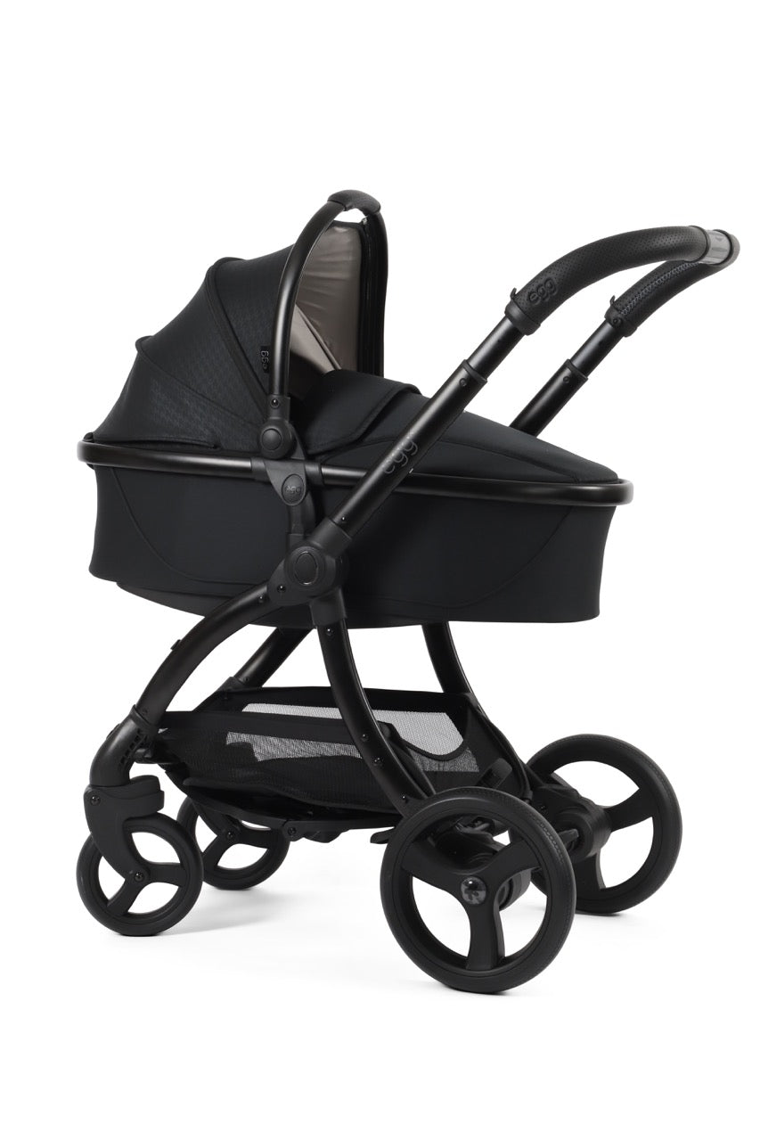 Egg3 Stroller & Carrycot with Egg Shell Car Seat and Base Luxury Bundle - Limited Edition Houndstooth Black - Pramsy