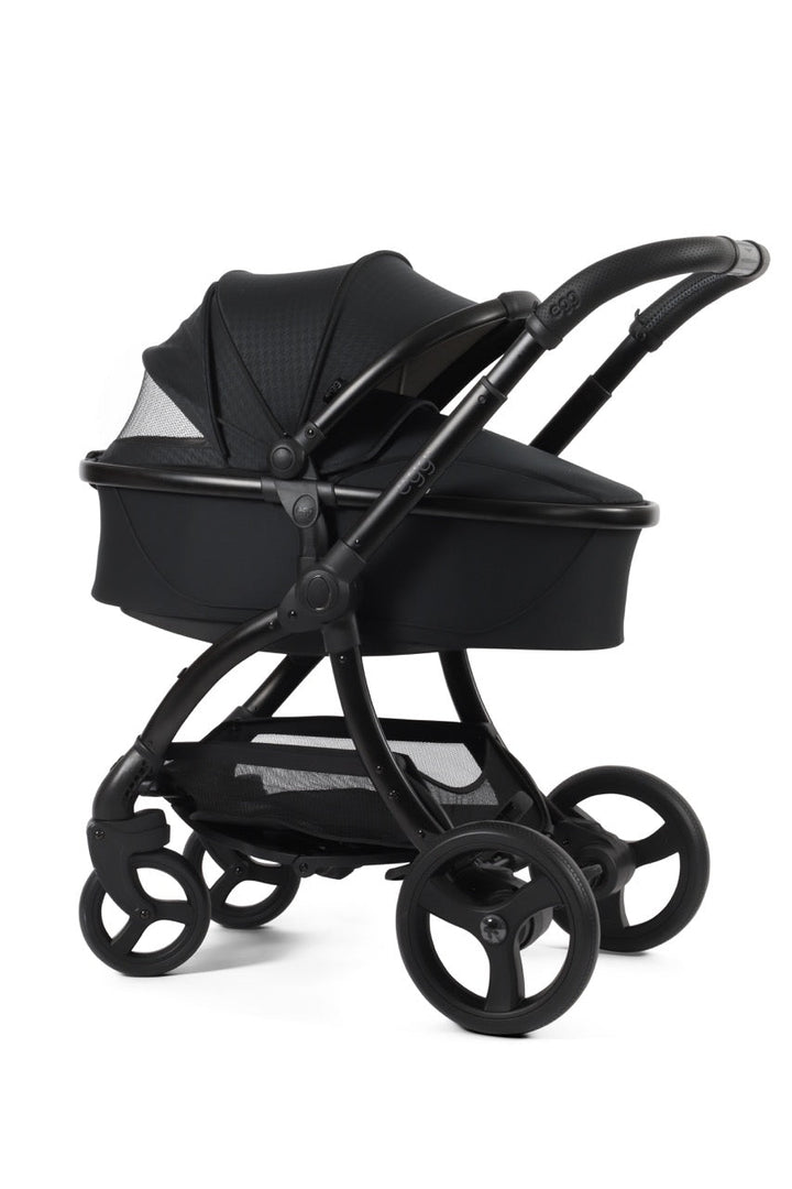 Egg3 Stroller & Carrycot with Egg Shell Car Seat and Base Luxury Bundle - Limited Edition Houndstooth Black - Pramsy