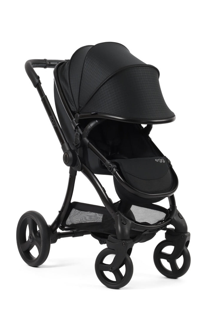 Egg3 Stroller & Carrycot with Egg Shell Car Seat and Base Luxury Bundle - Limited Edition Houndstooth Black - Pramsy