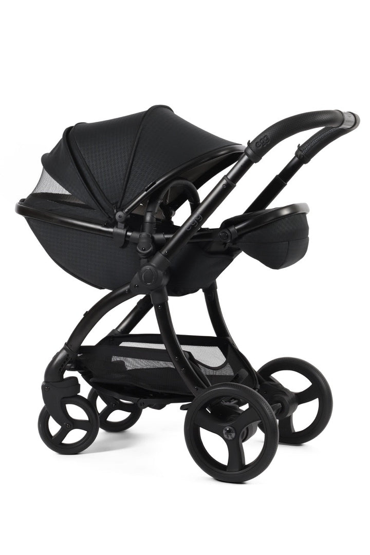 Egg3 Stroller & Carrycot with Egg Shell Car Seat and Base Luxury Bundle - Limited Edition Houndstooth Black - Pramsy