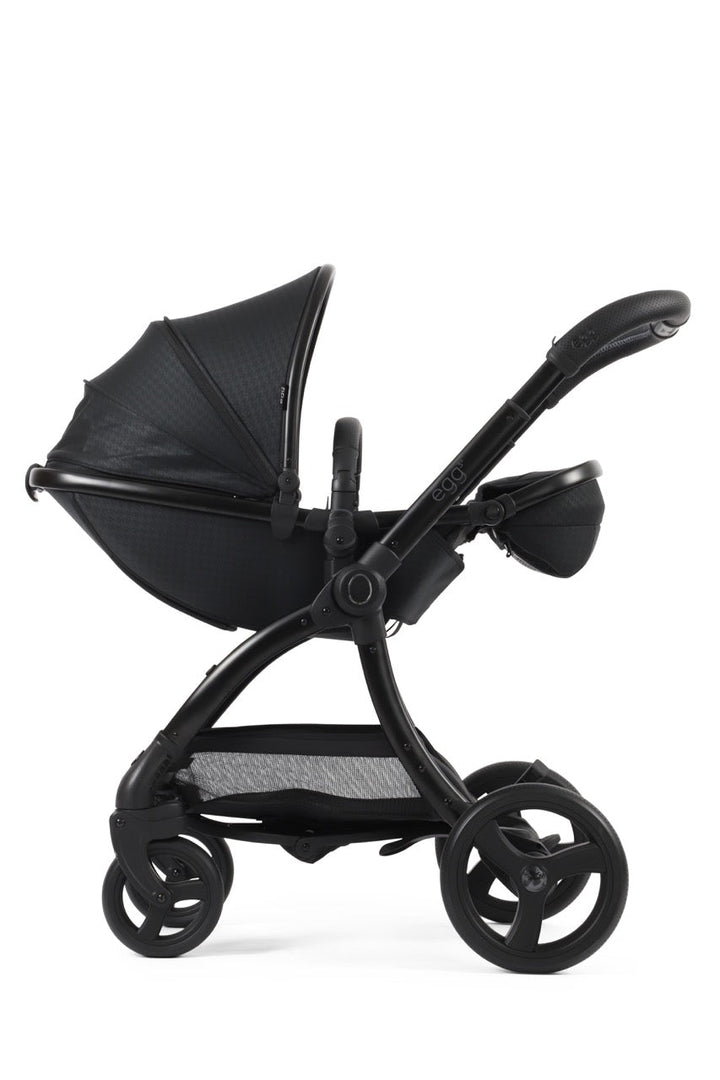 Egg3 Stroller & Carrycot with Egg Shell Car Seat and Base Luxury Bundle - Limited Edition Houndstooth Black - Pramsy