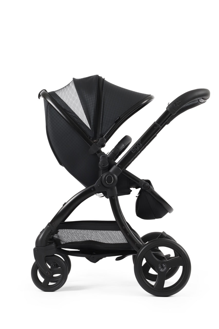 Egg3 Stroller & Carrycot with Egg Shell Car Seat and Base Luxury Bundle - Limited Edition Houndstooth Black - Pramsy