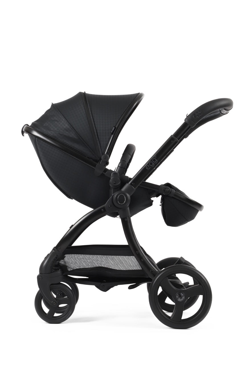 Egg3 Stroller & Carrycot with Egg Shell Car Seat and Base Luxury Bundle - Limited Edition Houndstooth Black - Pramsy