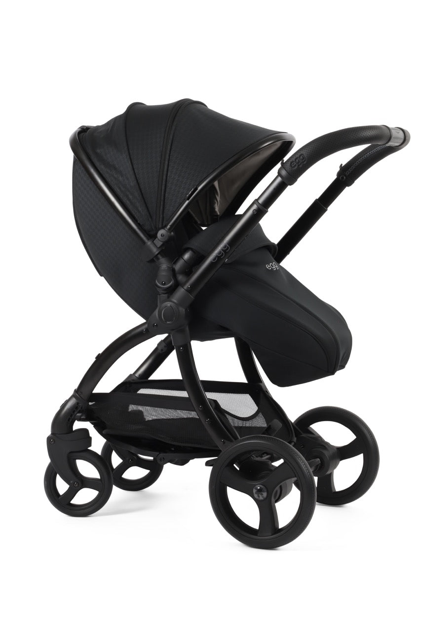 Egg3 Stroller & Carrycot with Egg Shell Car Seat and Base Luxury Bundle - Limited Edition Houndstooth Black - Pramsy