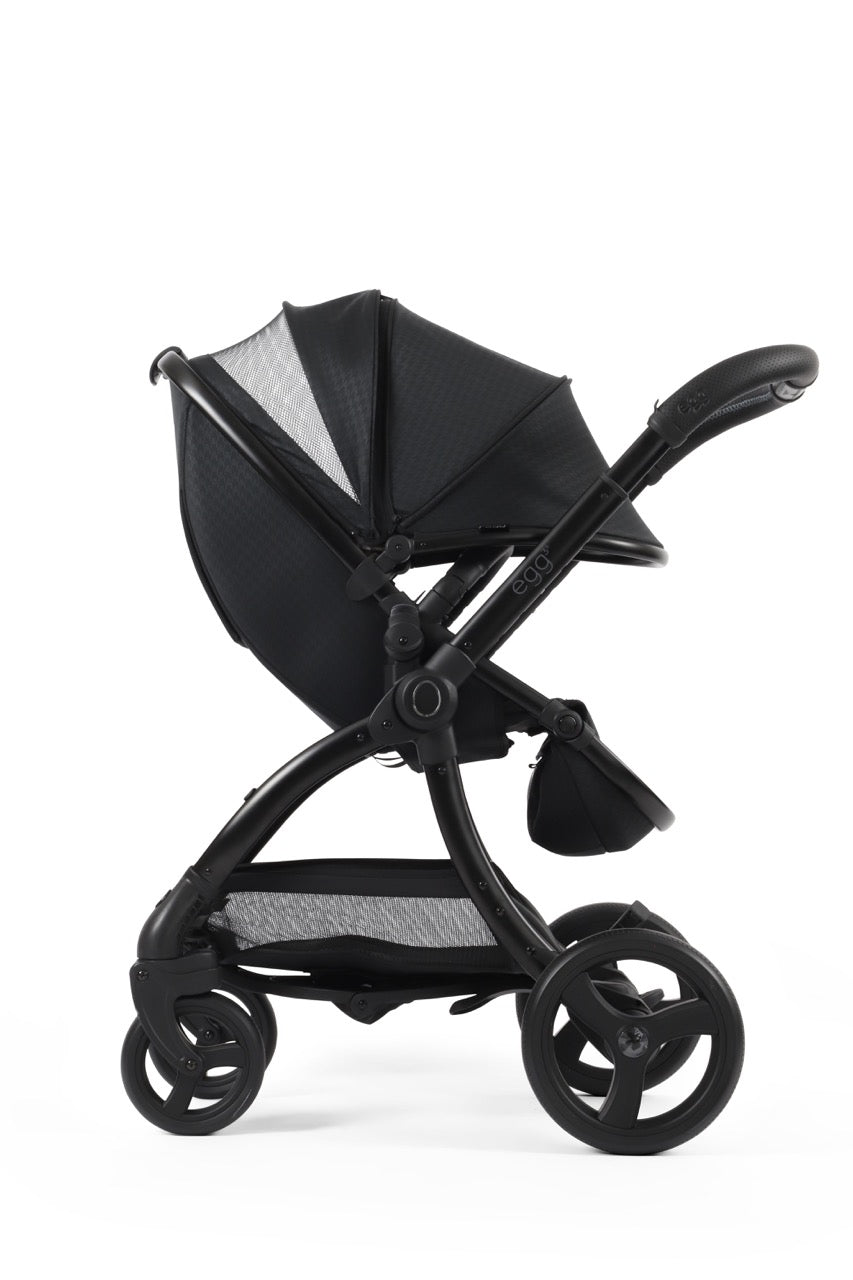 Egg3 Stroller & Carrycot with Egg Shell Car Seat and Base Luxury Bundle - Limited Edition Houndstooth Black - Pramsy