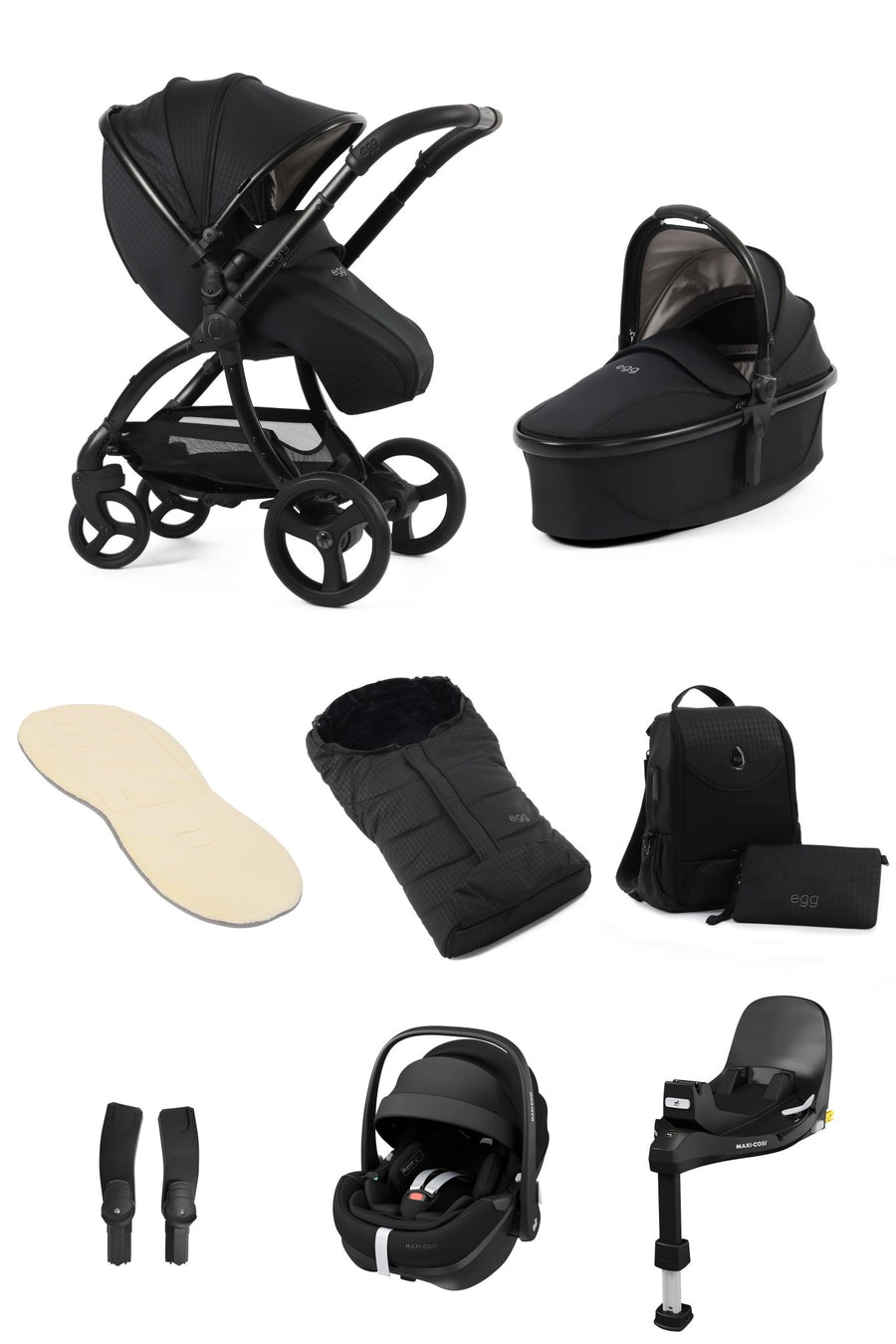 Egg3 with Maxi - Cosi Pebble 360 Pro2 Car Seat and Base Luxury Bundle - Limited Edition Houndstooth Black (Copy) - Pramsy