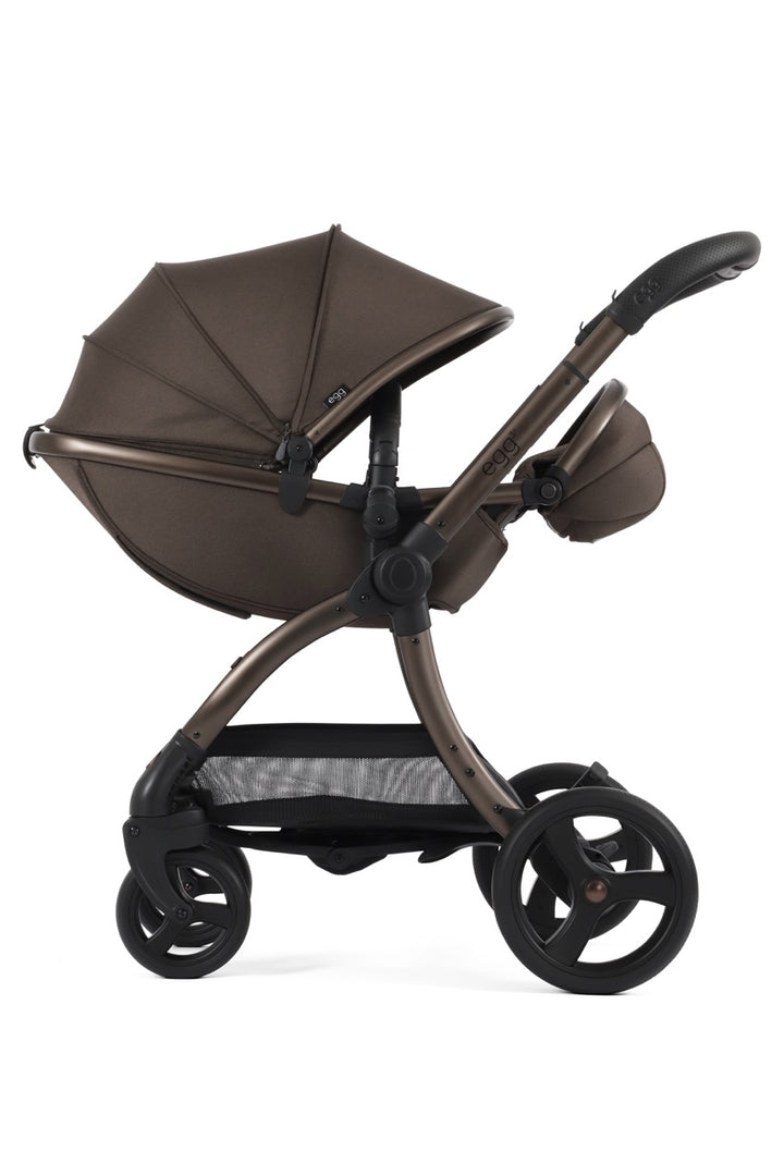 Egg3 Stroller & Carrycot with Egg Shell Car Seat and Base Luxury Bundle - Chocolate Velvet - New 2025 - Pramsy